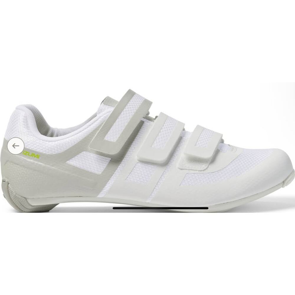 Women's Pearl Izumi Quest Road Cycling Shoes + cleats – White/Fog – Size 43/10.5